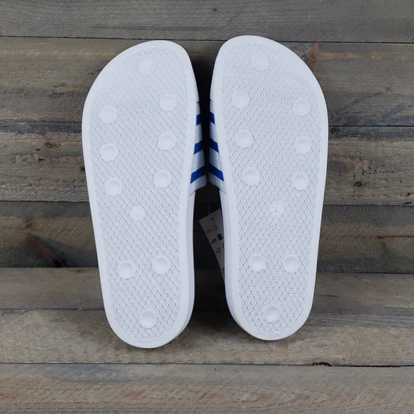 adidas Originals Men's Adilette Slides Sandals White Blue - Picture 7 of 9